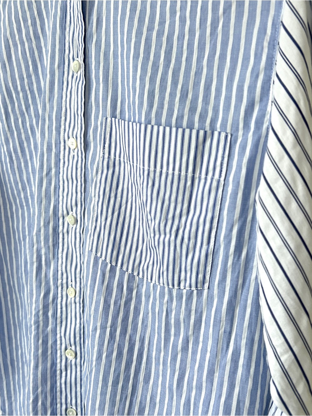 NWOT Madewell Oversized Button-Up Shirt, Light Blue & White Stripe - Picture 11 of 13